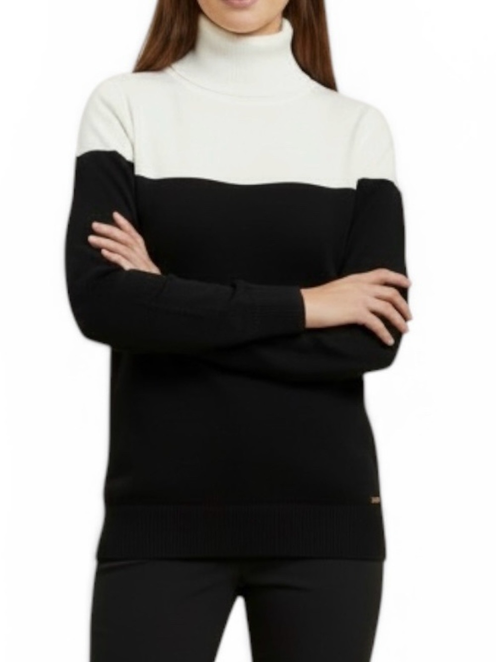 Calvin Klein Turtleneck Colorblock Sweater Black & White Size Small